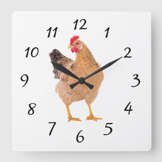 ROOSTER WALL CLOCK QUADRATISCHE WANDUHR (Vorderseite)