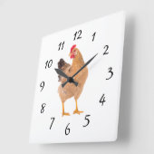 ROOSTER WALL CLOCK QUADRATISCHE WANDUHR (Winkel)