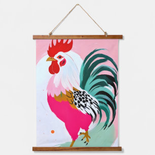 Rooster Wandteppich Mit Holzrahmen