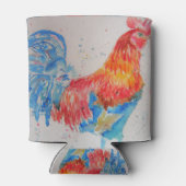 Rooster Wasserfarben Malerei Art Huhn Dosenkühler (Rückseite)