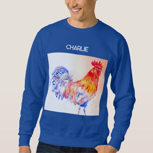 Rooster Watercolor Chicken Bird Cockerel Farm Sweatshirt (Vorderseite)