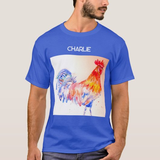 Rooster Watercolor Chicken Bird Cockerel Farm T-Shirt (Vorderseite)
