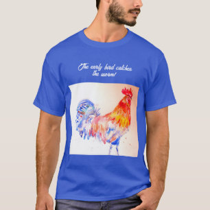 Rooster Watercolor Chicken Bird Cockerel Farm T-Shirt