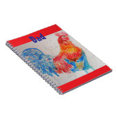Rooster Watercolor Chicken Bird Vater Notebook Notizblock (Rechte Seite)