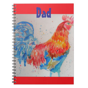 Rooster Watercolor Chicken Bird Vater Notebook Notizblock