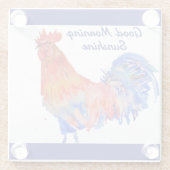 Rooster Watercolor Red Blue Chicken Sunshine Glasuntersetzer (Rückseite)