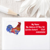 Rooster Watercolor-Rücksendeadressen-Aufkleber (Insitu)