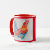 Rooster Watercolor Tasse (Vorderseite Links)