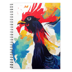 Rooster Wild Nature Animal Color Art Malerei Notizblock