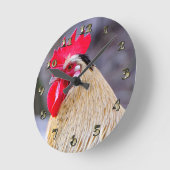 Rooster with Cockscomb Runde Wanduhr (Winkel)