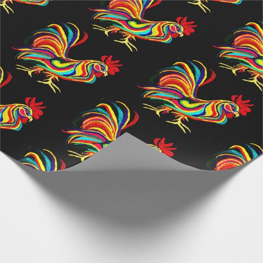 Rooster Wrapping Paper Geschenkpapier (Ecke)