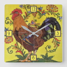 Rooster Yellow Chicken Folklotze Blütenblume