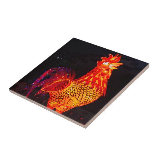 Rooster Zodiac Symbol Lantern Fliese (Seite)