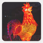 Rooster Zodiac Symbol Lantern Quadratischer Aufkleber (Vorderseite)