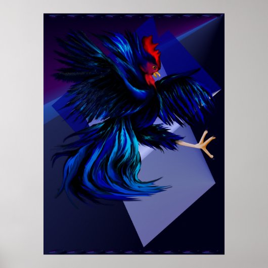 Roosterdruck für Schwarze Kämpfe Poster (Vorne)