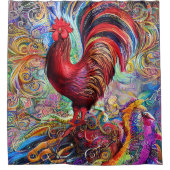 Roosterfarbene Kreationen Duschvorhang (Vorderseite)