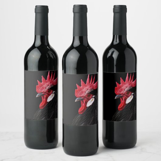 Roosterportrait Weinetikett (Flaschen)