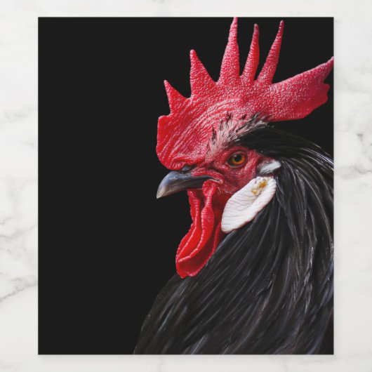 Roosterportrait Weinetikett (Einzelnes Label)