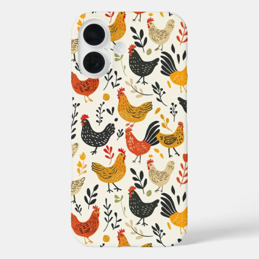 Roosters and Chickens Simple Illustration Print Case-Mate iPhone Hülle (Rückseite)