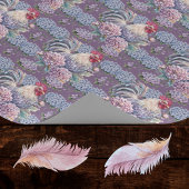 Roosters and Hydrangeas Blue Purple Gray Farmhouse Geschenkpapier