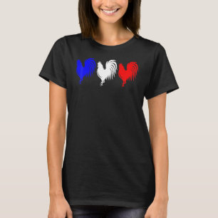 Roosters Blue White Red Cockerel Franc T-Shirt