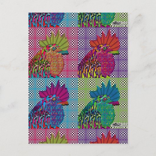 Roosters Gone Psycho Postkarte (Vorderseite)