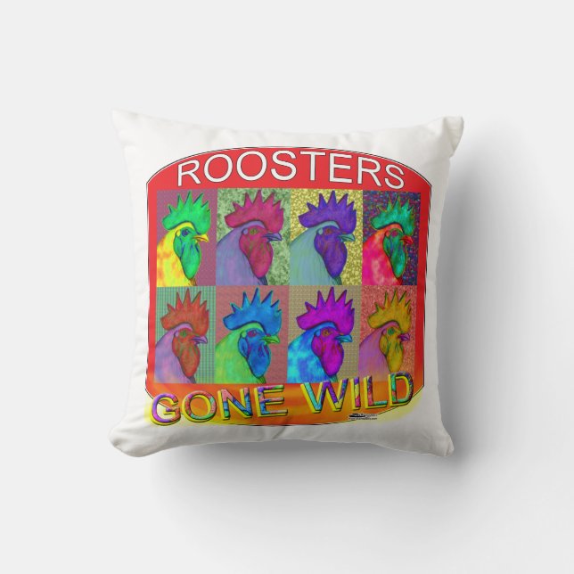 Roosters Gone Wild #3 Kissen (Vorderseite)