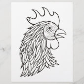 Rooster's Head Coloring Book Page (Vorderseite)
