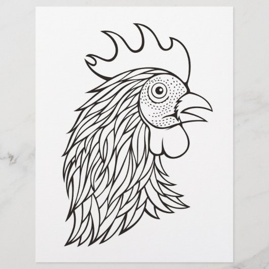 Rooster's Head Coloring Book Page (Vorderseite)