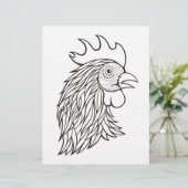 Rooster's Head Coloring Book Page (Stehend Vorderseite)