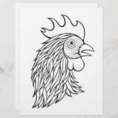 Rooster's Head Coloring Book Page (Vorne/Hinten)