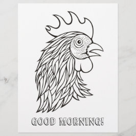 Rooster's Head Coloring Book Page