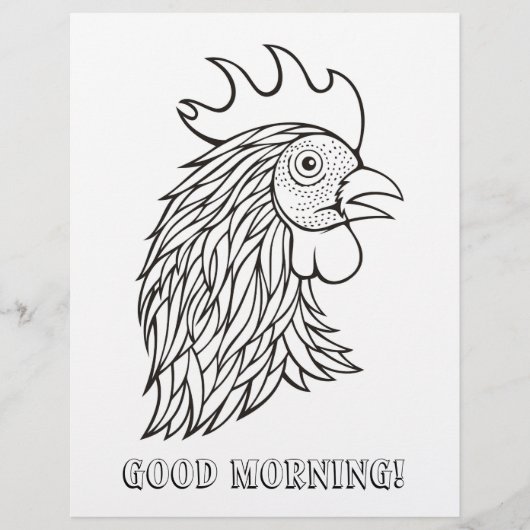 Rooster's Head Coloring Book Page (Vorderseite)