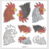 Rooster's Head Icon Sticker Set (Blatt)