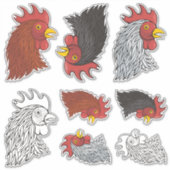 Rooster's Head Icon Sticker Set (Vorderseite)