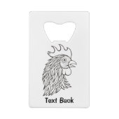 Rooster's Head Line Art Geldbeutel Flaschenöffner (Rückseite)