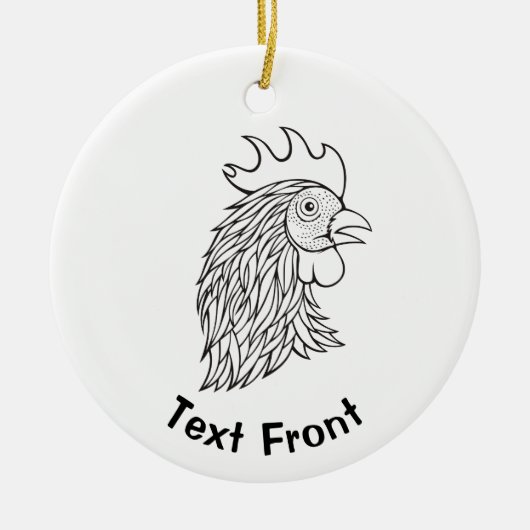 Rooster's Head Line Art Keramik Ornament (Vorne)
