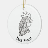 Rooster's Head Line Art Keramik Ornament (Links)