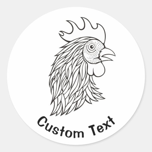 Rooster's Head Line Art Runder Aufkleber (Vorderseite)