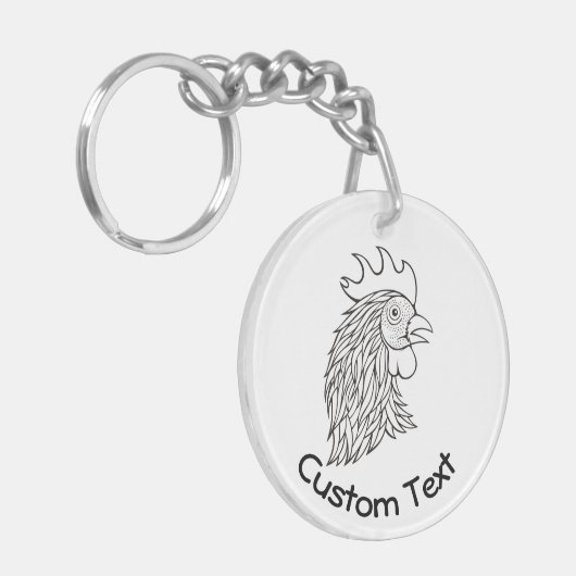 Rooster's Head Line Art Schlüsselanhänger (Vorderseite links)