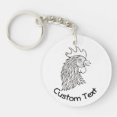 Rooster's Head Line Art Schlüsselanhänger (Vorderseite)