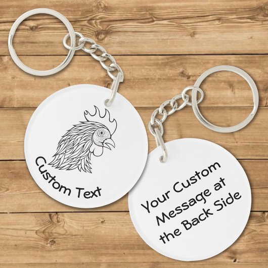 Rooster's Head Line Art Schlüsselanhänger