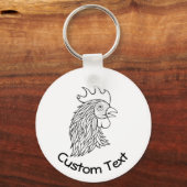 Rooster's Head Line Art Schlüsselanhänger (Vorderseite)