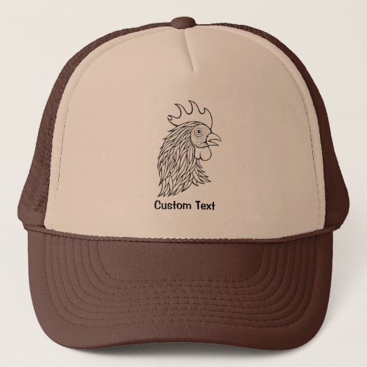 Rooster's Head Line Art Truckerkappe (Vorderseite)