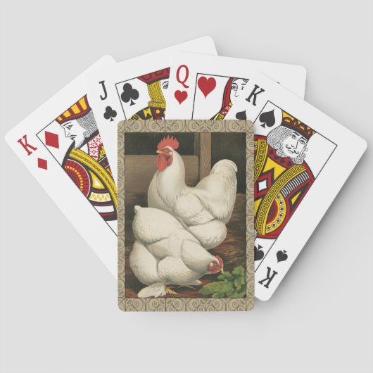 Roosters & Hen außerhalb von Hen House mit weißer Spielkarten (Rückseite)