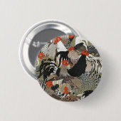 Roosters Hen Illustration von Ito Jakuchu Button (Vorne & Hinten)