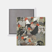 Roosters Hen Illustration von Ito Jakuchu Magnet (Vorderseite/Rückseite)