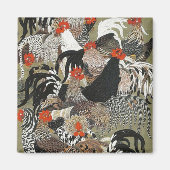Roosters Hen Illustration von Ito Jakuchu Magnet (Vorne)