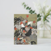 Roosters Hen Illustration von Ito Jakuchu Postkarte (Stehend Vorderseite)