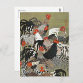 Roosters Hen Illustration von Ito Jakuchu Postkarte (Vorne/Hinten)